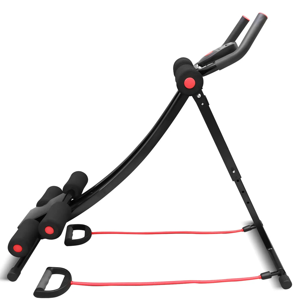 Foldable Ab Machine for Home Gym with curved track and resistance bands for core strengthening workouts.