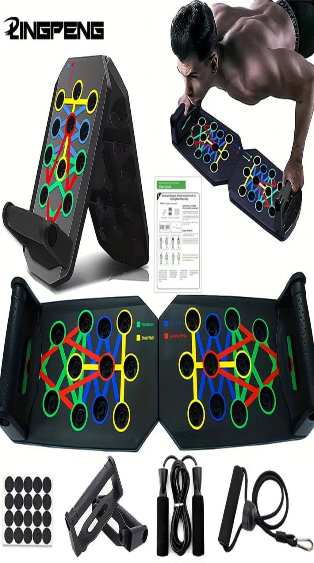 Portable Multifunctional Push-up Board Set with handles and accessories for effective fitness training.