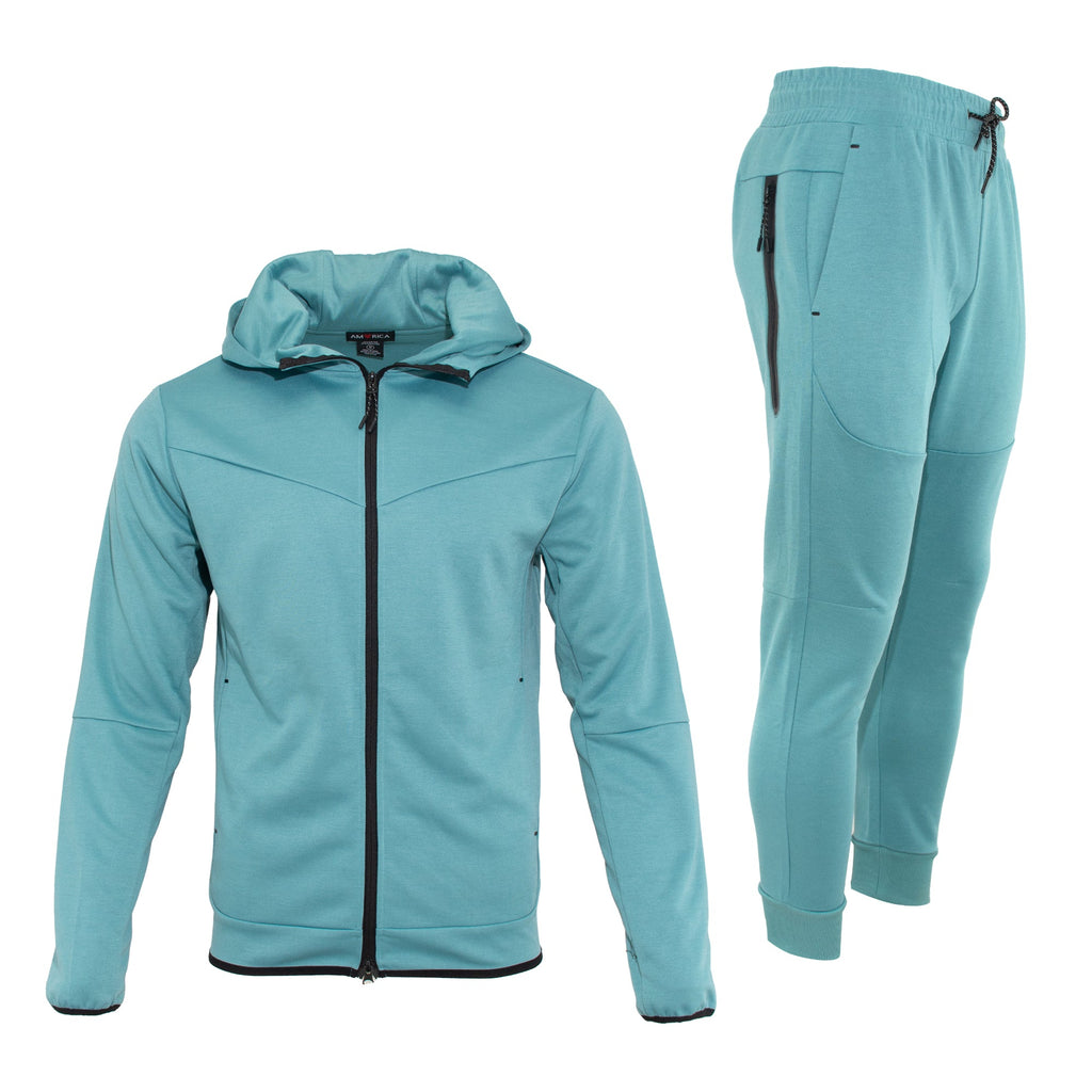 ProMotion UltraTech fleece set in teal color featuring a hoodie and joggers, ideal for athletic and casual wear.