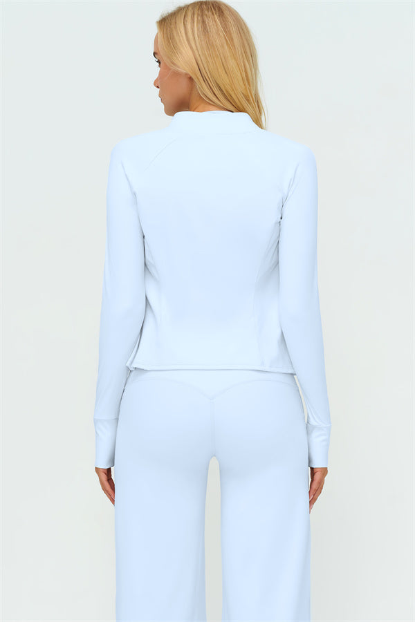 Twirl Zip Jacket Halter Tank Top & Straight‑Leg Pants Set | High-End 3‑Piece Activewear – Fitglutes