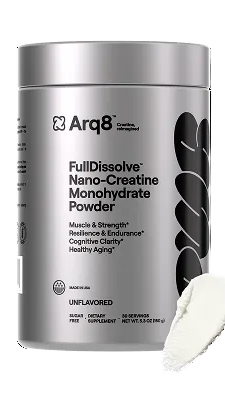 Arq8 Creatine Monohydrate Powder container showcasing its unique formulation for strength and cognitive clarity.