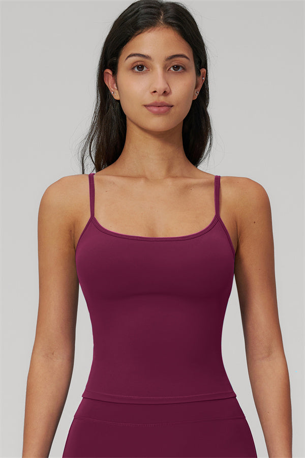 The Rapture Tank Top Flared Leggings 2-Piece Set featuring a burgundy tank top on a model.