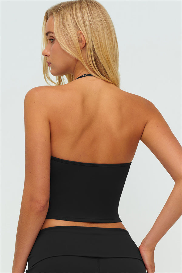 Twirl Zip Jacket Halter Tank Top & Straight‑Leg Pants Set | High-End 3‑Piece Activewear – Fitglutes