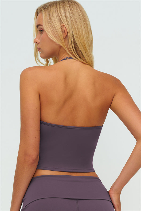Twirl Zip Jacket Halter Tank Top & Straight‑Leg Pants Set | High-End 3‑Piece Activewear – Fitglutes