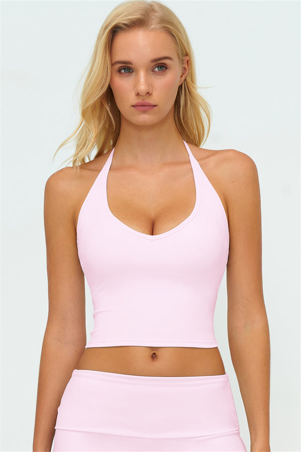 Twirl Zip Jacket Halter Tank Top & Straight‑Leg Pants Set | High-End 3‑Piece Activewear – Fitglutes