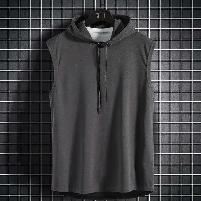 New Summer Men's Muscle Hoodie Vest Sleeveless