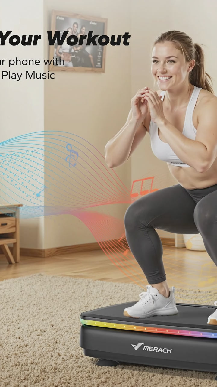 Vibration Plate Exercise Machine – Full-Body Fitness Platform with Resistance Bands for effective workouts in home settings.