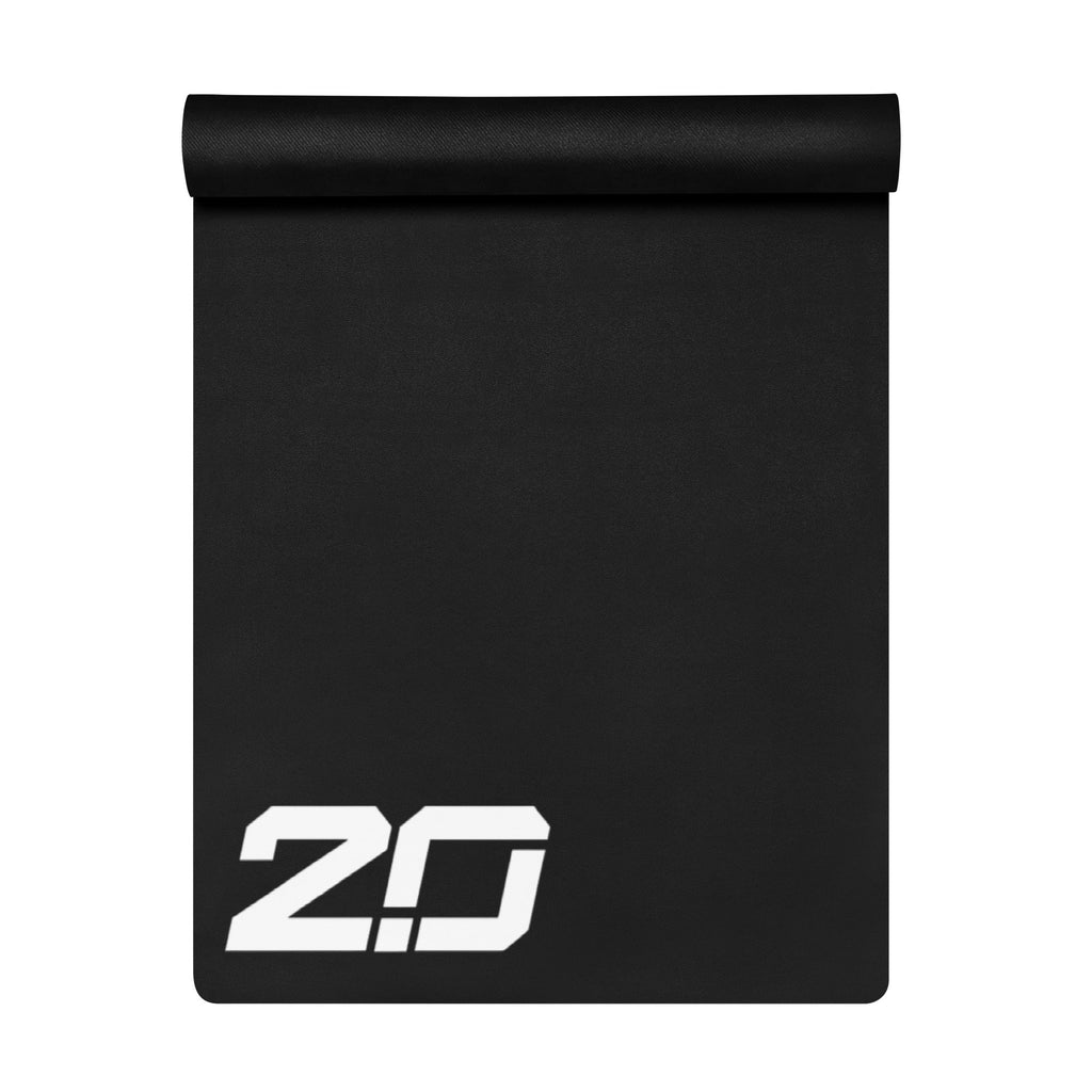 New Upgraded Premium Gym Yoga Mat in black, featuring 2.0 logo for optimal fitness and exercise support.