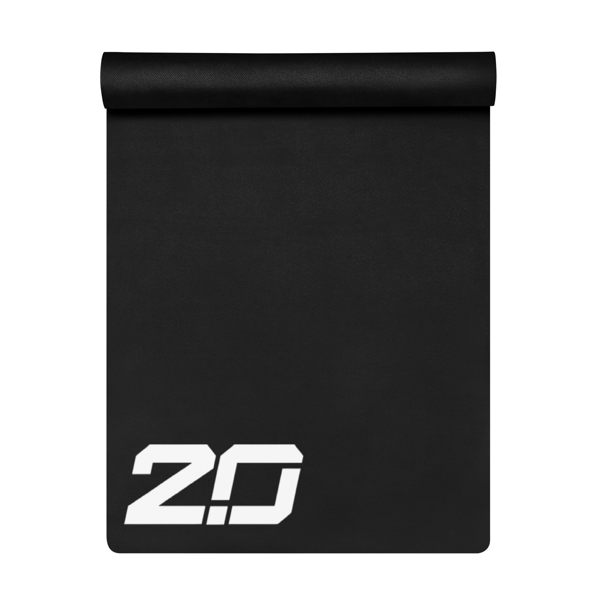 New Upgraded Premium Gym Yoga Mat in black, featuring 2.0 logo for optimal fitness and exercise support.
